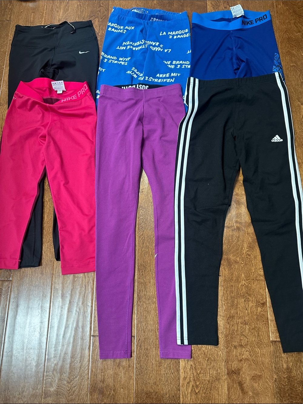 Nike Kids Hot Pink, Purple & Blue Athletic Leggings Bundle